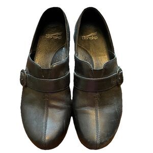 Dansko Slip-on Black Leather Buckle Clog Shoes Size US 8.5/9 EU 39